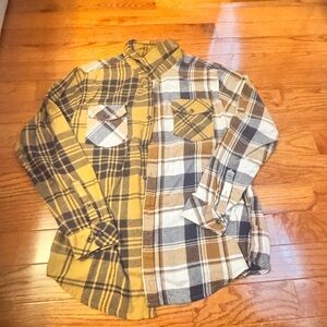 Men's Casual Plaid Button Down Shirt - Yellow, Brown, and Blue